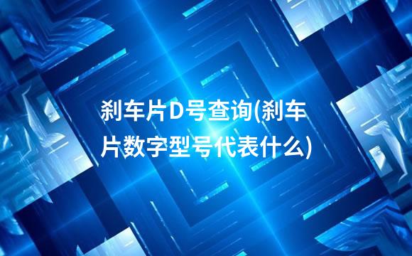 刹车片D号查询(刹车片数字型号代表什么)