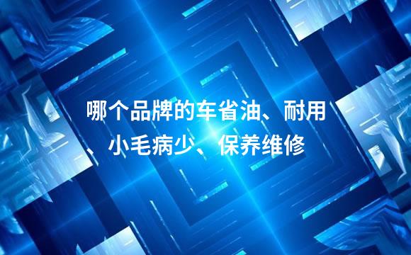 哪个品牌的车省油、耐用、小毛病少、保养维修