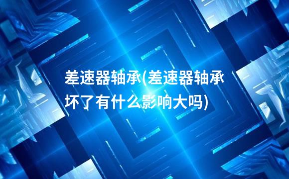 差速器轴承(差速器轴承坏了有什么影响大吗)