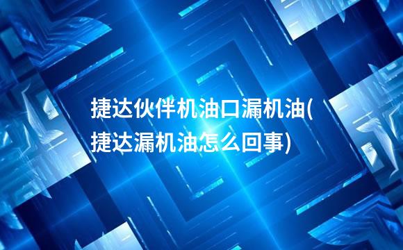 捷达伙伴机油口漏机油(捷达漏机油怎么回事)