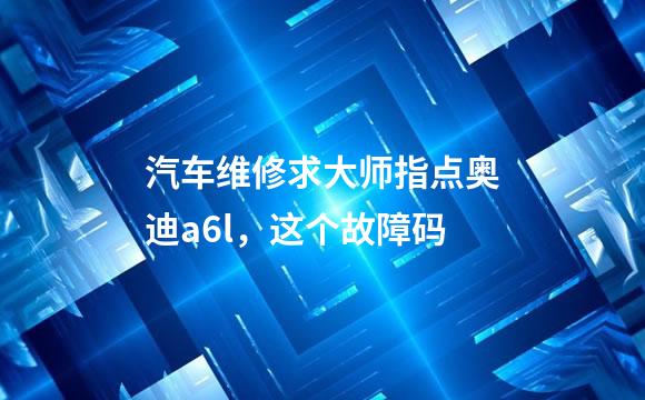 汽车维修求大师指点奥迪a6l，这个故障码